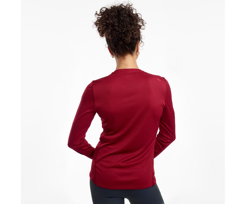 Saucony Stopwatch Long Sleeve Women's Shirts Burgundy | AU 297AHKP